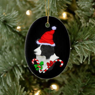 Border Collie Christmas Ceramic Tree Decoration