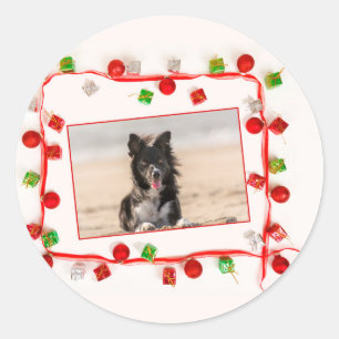 Border Collie Christmas Classic Round Sticker