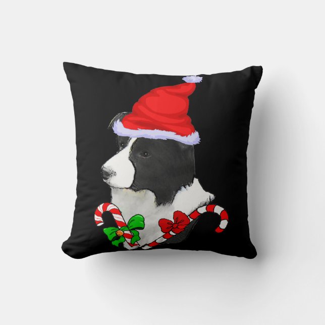 Border Collie Christmas Cushion (Front)