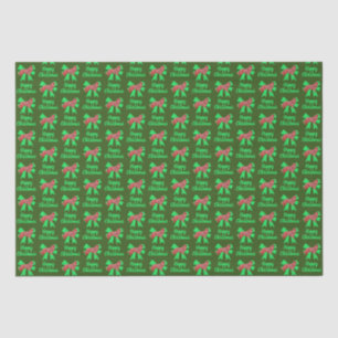 Border Collie Christmas Dog & Green Bow Green Tissue Paper