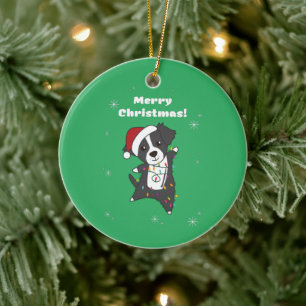 Border Collie Christmas Dog Winter Animals Dogs Ce Ceramic Tree Decoration
