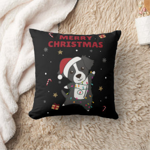 Border Collie Christmas Dog Winter Animals Dogs Cushion