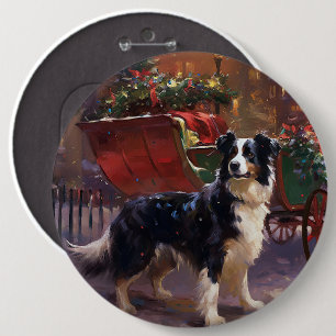 Border Collie Christmas Festive Season  6 Cm Round Badge