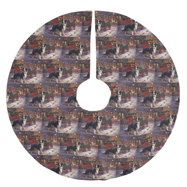 Border Collie Christmas Festive Season  Brushed Polyester Tree Skirt (Front)