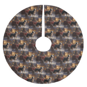 Border Collie Christmas Festive Season Brushed Polyester Tree Skirt