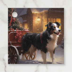 Border Collie Christmas Festive Season Favour Tags