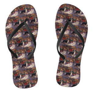 Border Collie Christmas Festive Season Jandals