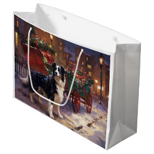 Border Collie Christmas Festive Season  Large Gift Bag