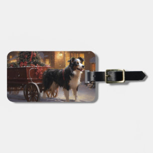 Border Collie Christmas Festive Season Luggage Tag
