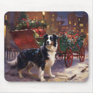 Border Collie Christmas Festive Season Mouse Pad