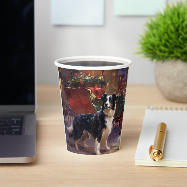 Border Collie Christmas Festive Season  Paper Cups (Insitu)