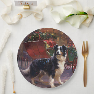 Border Collie Christmas Festive Season Paper Plate