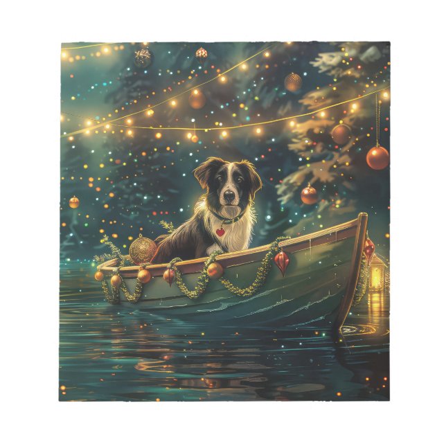 Border Collie Christmas Festive Voyage Notepad (Front)
