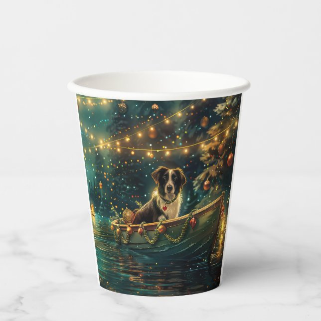 Border Collie Christmas Festive Voyage Paper Cups (Front)