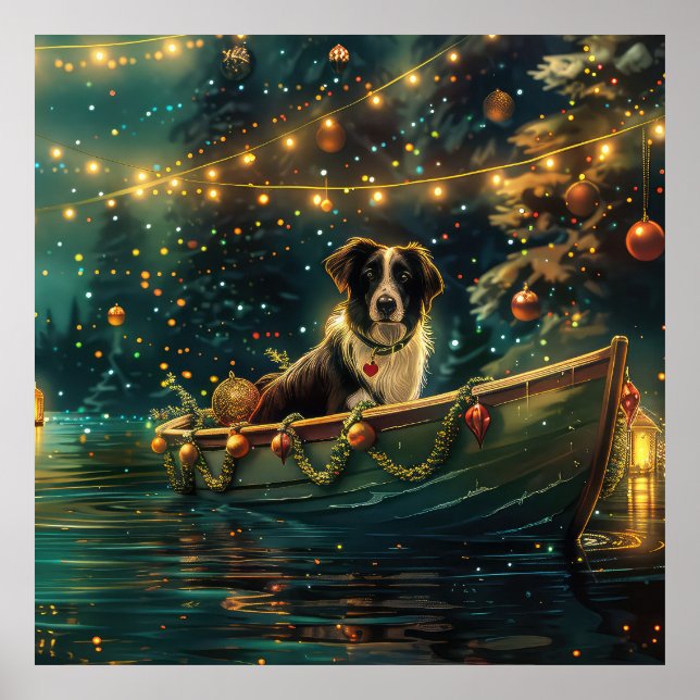Border Collie Christmas Festive Voyage Poster (Front)