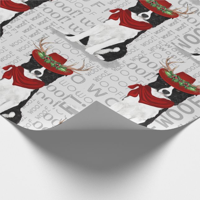 Border Collie Christmas for Dog Lover Wrapping Paper (Corner)