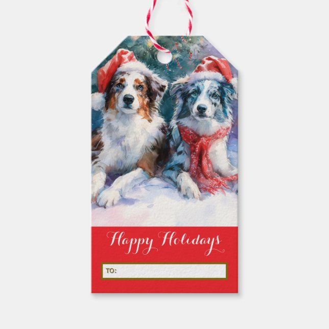 Border Collie Christmas Gift Tag (Front)