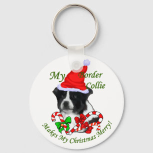 Border Collie Christmas Gifts Key Ring