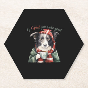 Border collie Christmas Jumper Essential T-Shirt Paper Coaster