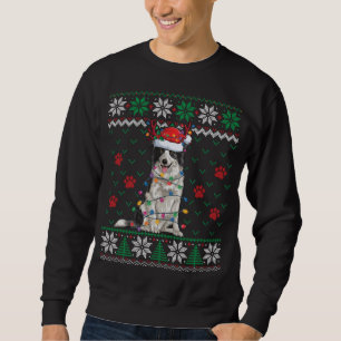 Border Collie Christmas Lights Santa Reindeer Ugly Sweatshirt