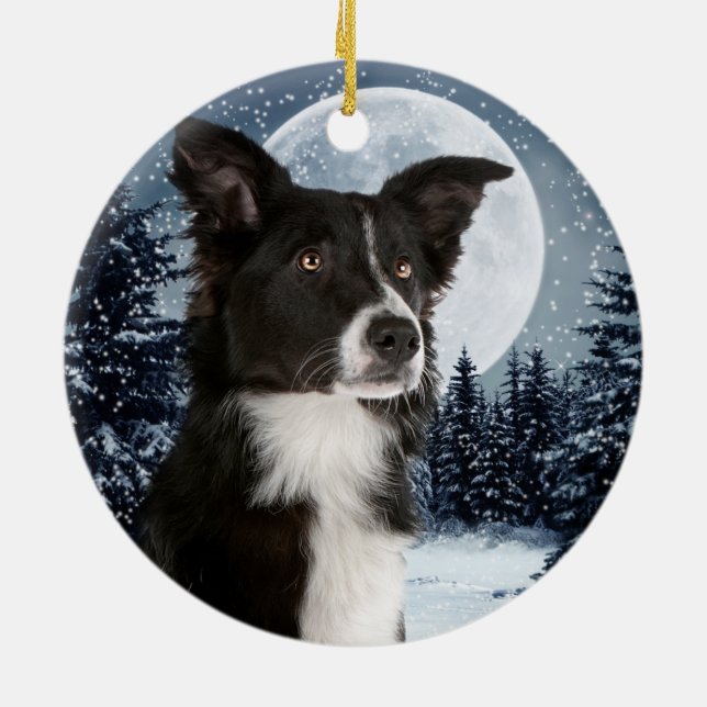 Border Collie Christmas Ornament (Back)
