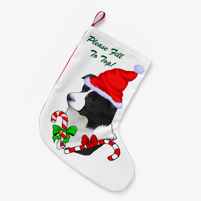 Border Collie Christmas Small Christmas Stocking (Front (Hanging))