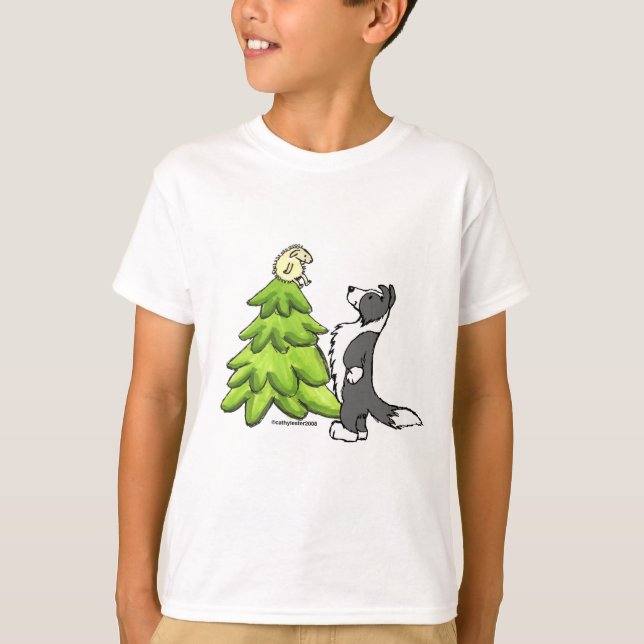 Border Collie Christmas T-Shirt (Front)