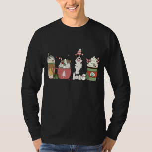 Border Collie Coffee Latte Winter Christmas Dog Mo T-Shirt