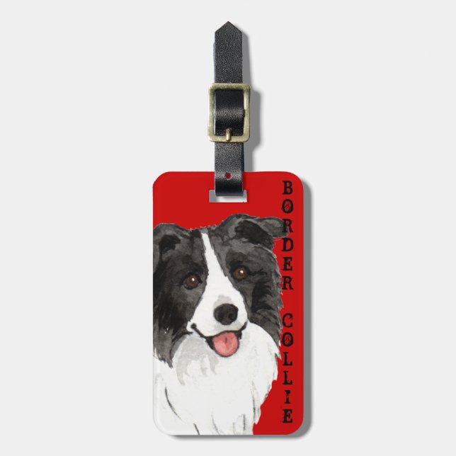 Border Collie Colour Block Luggage Tag (Front Vertical)