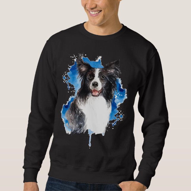 Border Collie Colourful Dog Lover Sweatshirt (Front)