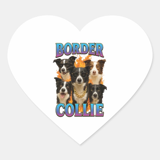 Border Collie Copy Heart Sticker (Front)
