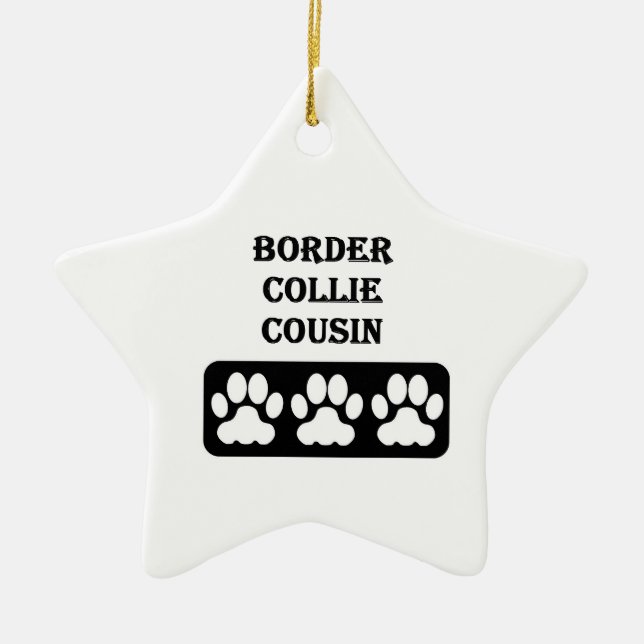 Border Collie Cousin Ceramic Tree Decoration (Front)