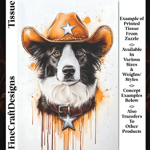 Border Collie Cowboy Sheriff Dog DP4 Decoupage Tissue Paper