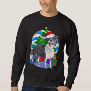 Border Collie Cute Dog Santa Christmas Tree Decor Sweatshirt