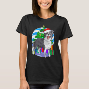 Border Collie Cute Dog Santa Christmas Tree Decor T-Shirt