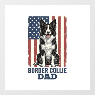 Border Collie Dad Patriotic Vintage Dog Shirt Desi