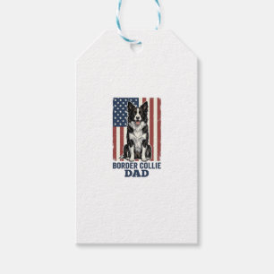 Border Collie Dad Patriotic Vintage Dog Shirt Desi Gift Tags