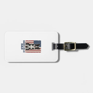 Border Collie Dad Patriotic Vintage Dog Shirt Desi Luggage Tag