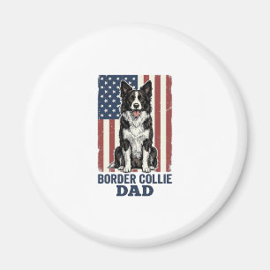 Border Collie Dad Patriotic Vintage Dog Shirt Desi Magnet