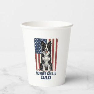 Border Collie Dad Patriotic Vintage Dog Shirt Desi Paper Cups