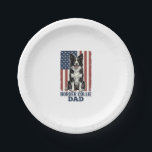 Border Collie Dad Patriotic Vintage Dog Shirt Desi Paper Plate<br><div class="desc">Border Collie Dad Patriotic Vintage Dog Shirt Design_1</div>