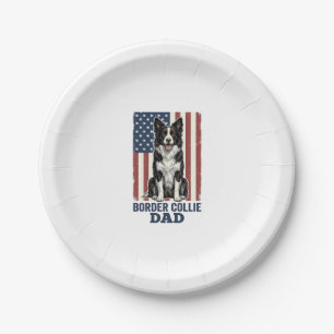 Border Collie Dad Patriotic Vintage Dog Shirt Desi Paper Plate
