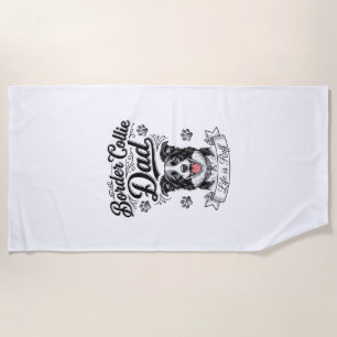 Border Collie Dad Vintage Engraving Dog Shirt Desi Beach Towel