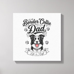 Border Collie Dad Vintage Engraving Dog Shirt Desi Canvas Print