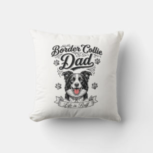 Border Collie Dad Vintage Engraving Dog Shirt Desi Cushion