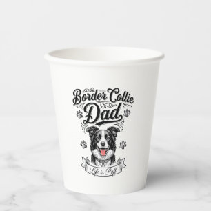 Border Collie Dad Vintage Engraving Dog Shirt Desi Paper Cups