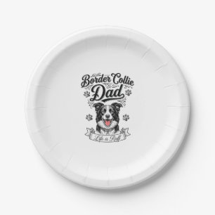 Border Collie Dad Vintage Engraving Dog Shirt Desi Paper Plate