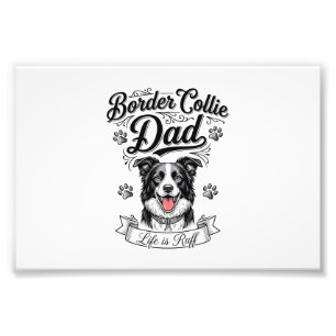 Border Collie Dad Vintage Engraving Dog Shirt Desi Photo Print