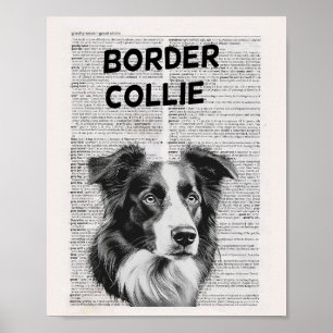 Border Collie Dictionary Page artwork Poster