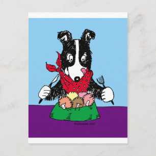 Border Collie Dinner Postcard